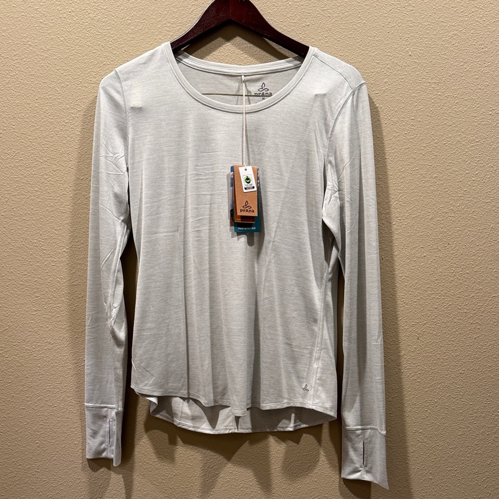 Prana Women's Long Sleeve Top in Light Gray